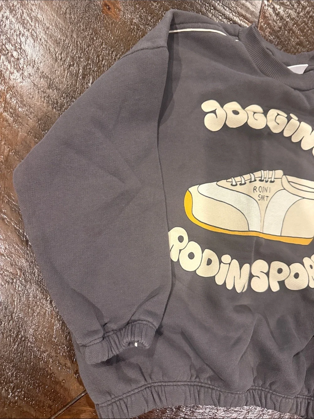 Mini Rodini Kids' Sneakers Graphic Sweatshirt - Charcoal, Yellow, Cream 3-5 year